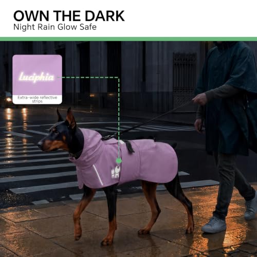 Dog Raincoat Adjustable Hooded Reflective Jacket with Pocket (Purple / XXX-Large)