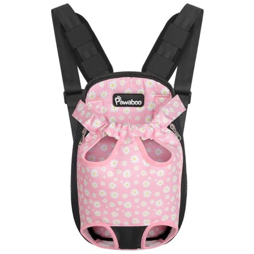 Pet Front Carrier Backpack for Small Medium Dogs (A-Black + Pink Daisy / Medium (Pack of 1))
