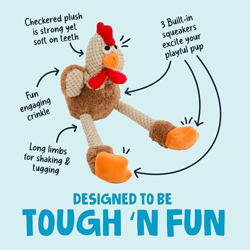 Checkers Skinny Rooster Tough Plush Toy with Chew Guard Technology (Skinny Rooster (Brown) / Large)