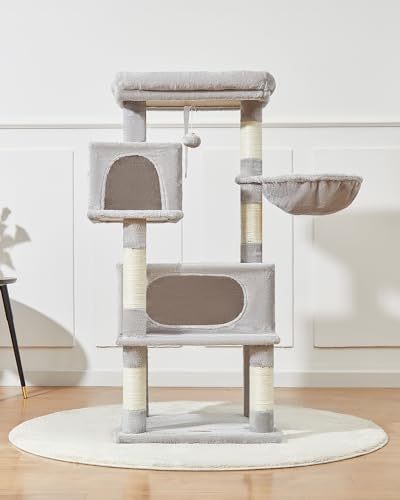 Cat Tree 49In Cat Tower for Indoor Cats Large Adult (Light Gray / 49.2 Inches)
