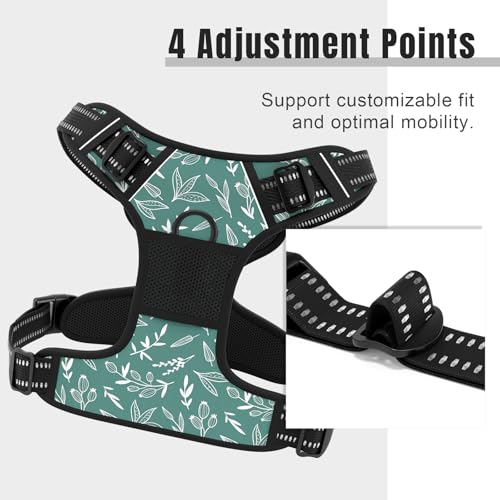 No Pull Dog Harness (Green Leaves / Small)