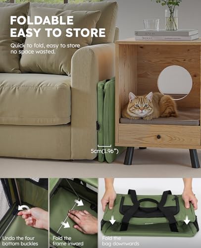 Cat Carrier Stable (Green / 18.5"L x 12.9"W x 11.8"H)