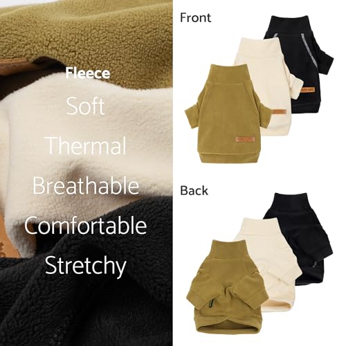 3 Pack Classic Fleece Dog Sweater (Medium / Black-Olive-Cream)