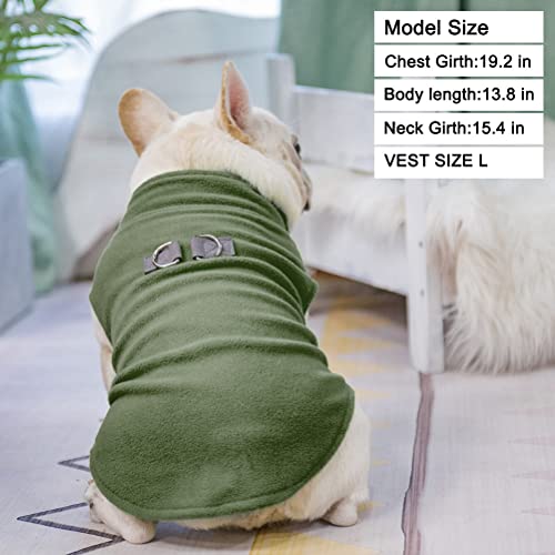 Dog Fleece Vest Sweater Winter Jacket for Small and Medium Dogs with D (Large / ARMY GREEN)