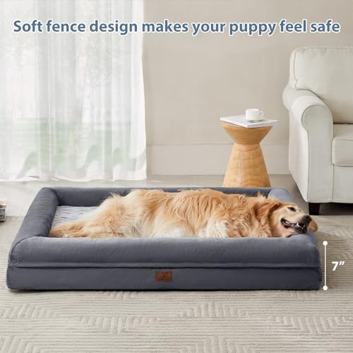 XL Extra Large Orthopedic for Senior Dog Bed Comfy Sleeping (Dark Gery / X-L (41x28x7in))
