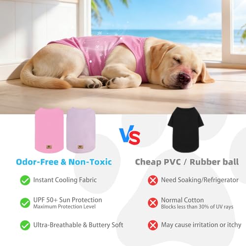 Cooling Sunblock Dog Clothes for Medium Dogs (Pink&Purple / X-Large(Chest 26", Back 19"))