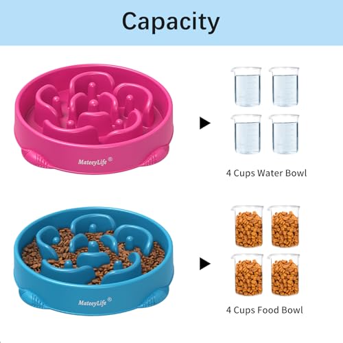 2 Pack Slow Feeder Dog Bowls (C-Purple&DarkBlue / Large)