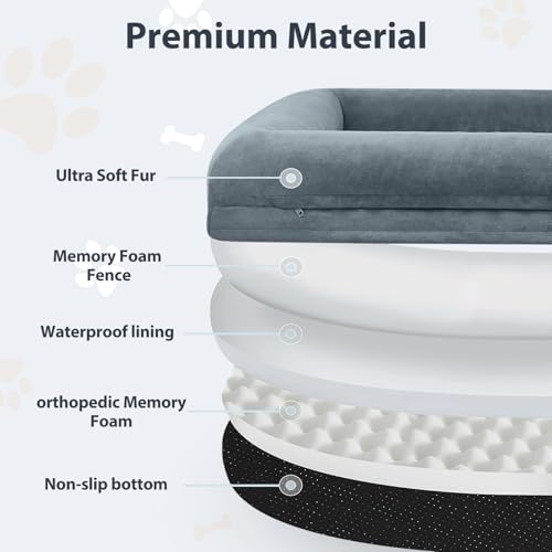 Human Dog Bed Orthopedic for Adult & Dogs Comfy Sleeping (Grey / Human (71x46x7.5in))
