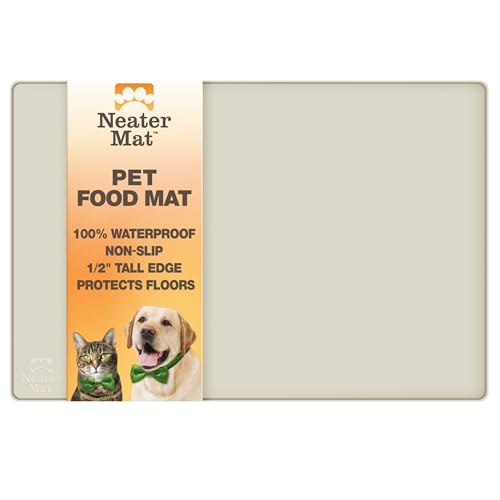 Neater Mat Pet Mats for Food and Water (16"L x 10"W / Cream)