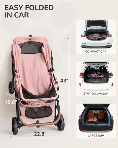 Dog Stroller for Large & Medium Dogs (Bluesh Pink)