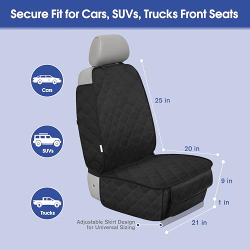 Front Seat Cover for Dogs with Side Flaps (1_Pack / Black)