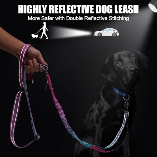 Heavy Duty Hands Free Dog Leash (XL - 3 Handles, 5.4-7.0 FT Length / Gradient Pink)