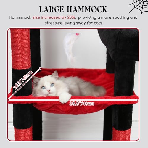 65in Gothic Sturdy Cat Tree for Indoor Large Cat (65inch / Red Black)