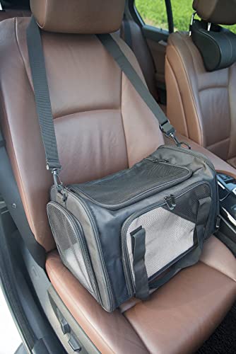 Soft Sided Carrier for Small Medium Cats Dogs (17.0"L x 11.0"W x 11.0"H / Black)