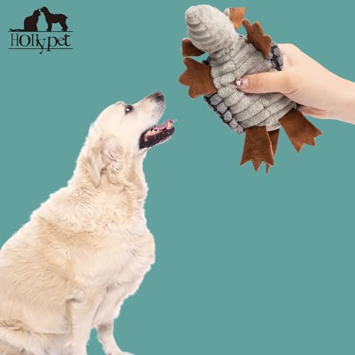 Armadillo Squeaky Puppy Dog Toys for Small Medium Dogs (6 IN / Dark Gray)