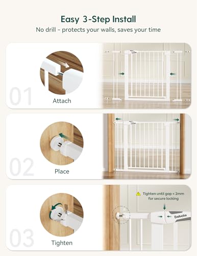 26 40 in Baby Gate for Stairs No Drilling (White / 30"Tall 26"-40" Wide(2 Pack))
