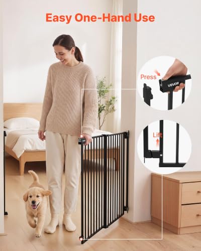 Pet Gate for Stairs (Black / 31-48" Wide x 30" Tall)