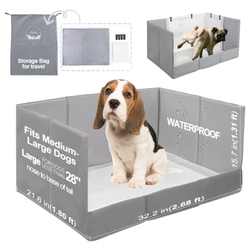 Dog Litter Box Indoor High Walls (Grey / Large for Dog＜ 28" Length)