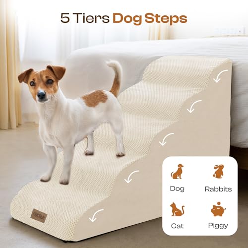 Dog Stairs Replacement Cover for 5 (Beige / Cover 24.5"H)