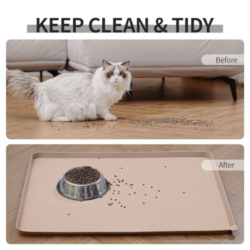 Silicone Pet Feeding Mat (Taupe / 18.5" x 11.5")