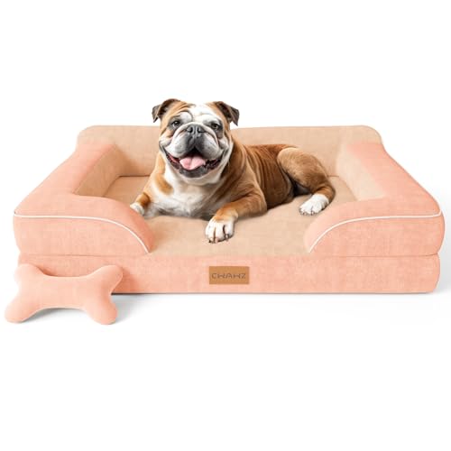 Dog Beds for Large Dogs (Peack Pink / Large(36"L x 27"W x8.5"Th))