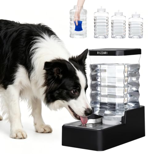 2.4Gallon Automatic Dog Water Dispenser (Black with Lid / 9L)