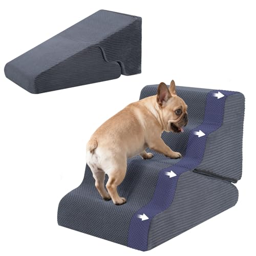 Dog Ramp for Bed (Grey / Extra Wide 4 Step)