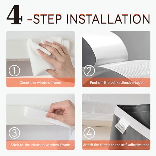 Adhesive Curtains for Window (Grey / 59"W x 84"L (Pack of 1))