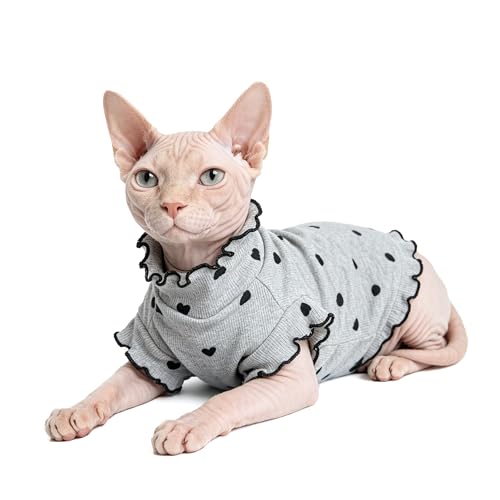 Pure Cotton Sphynx Cat Clothes Sweater Shirt Pet Apparel (Grey / XX-Large)