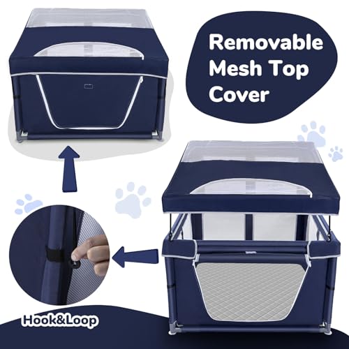 42 × 42 inch Dog Playpen with Pee Pad (Royal Blue)