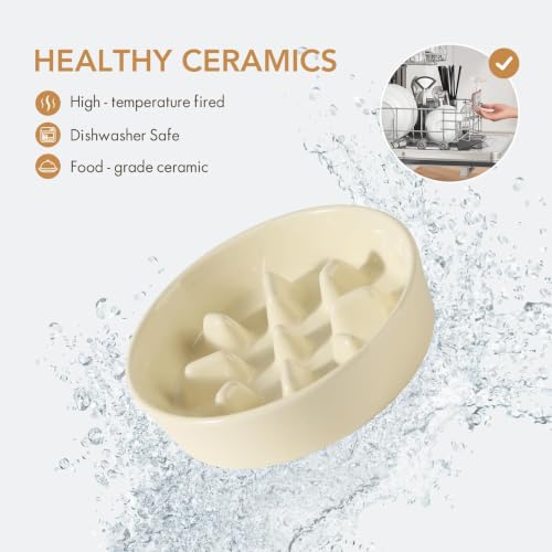 Ceramic Slow Feeder Dog Bowls (Light Yellow)