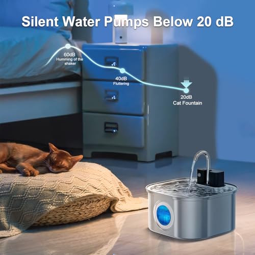 Wireless Cat Water Fountain with 3 Filters + 3 Sponges