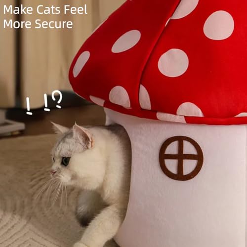 Mushroom Shape Cat House Cow Shape Cats Cave Bed Semi (Red Mushroom / Onesize)