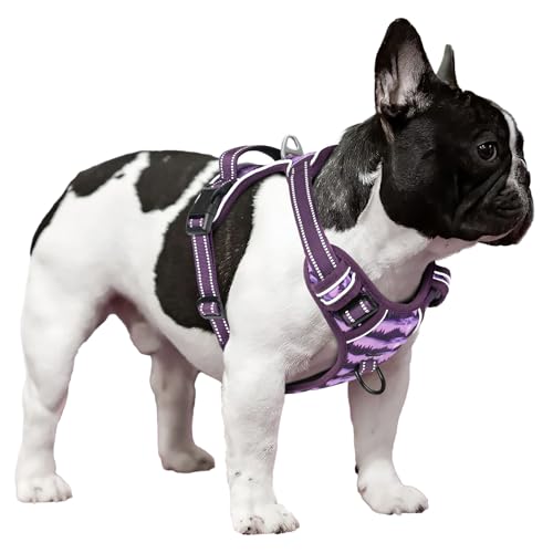 Dog Harness No Pull Adjustable Padded Reflective Harness for Small Medium Large Dogs with Handle for Walking Training (S / Moon Night)