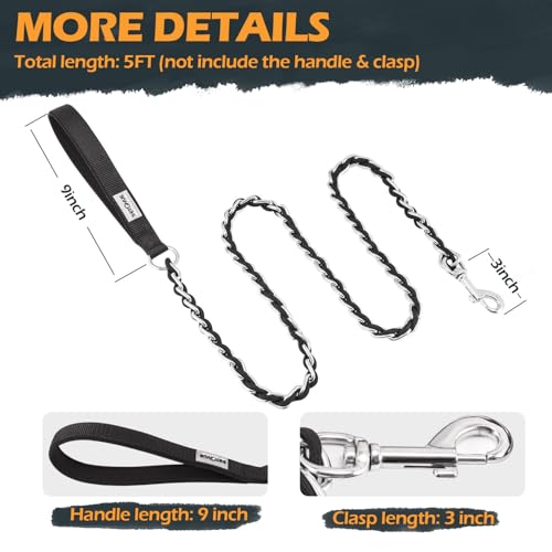Chain Dog Leash (Black / 5.2FT(30-80lb))