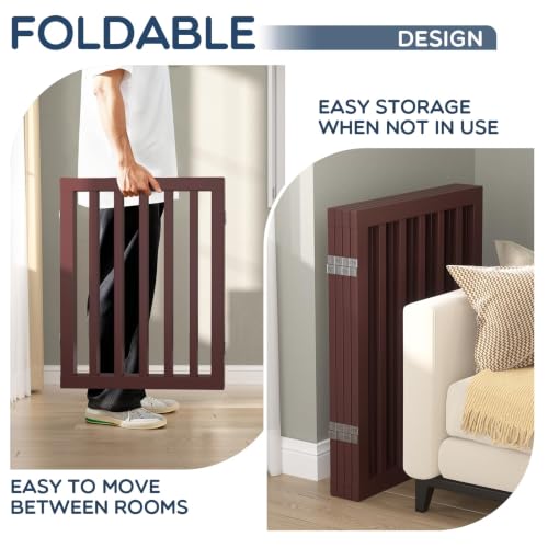 Freestanding Dog Gate Indoor (Espresso / 75”Wx24”H, 4 Panles)