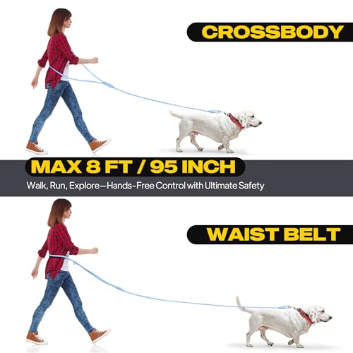 Waterproof Hands Free Dog Leash for Small Dogs (Light Blue / S/M(8ft-1/4in))