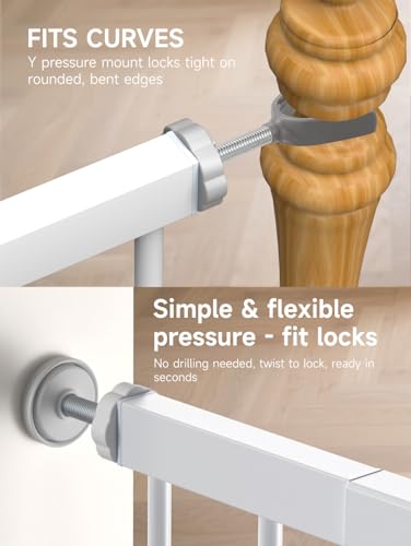 29.5 40.5" Baby Gate for Stairs (White / 29.5-40.5"W x 30"H)