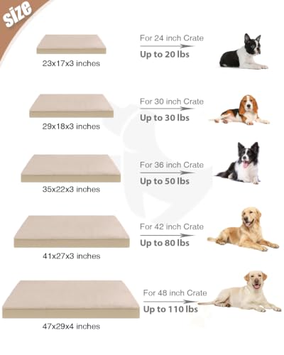 Orthopedic Dog Bed for Large Dogs with Waterproof Lining (Khaki / 35.0"L x 22.0"W x 3.0"Th)