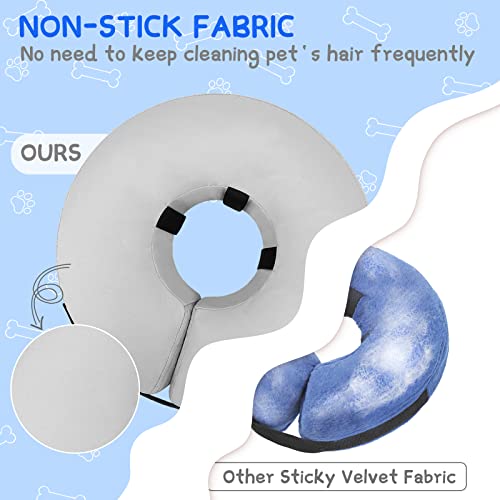 Inflatable Dog Cone Collar Alternative After Surgery (Solid Grey / L(Neck 12"-16"))