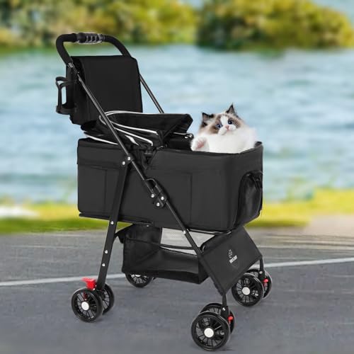 3 in 1 Pet Dog Stroller for Small Medium Dogs 10 (Black)