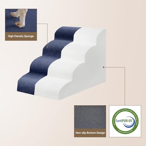 3 Step Pet Stairs for High Beds & Sofas (Blue / 3-step 15.7"H)