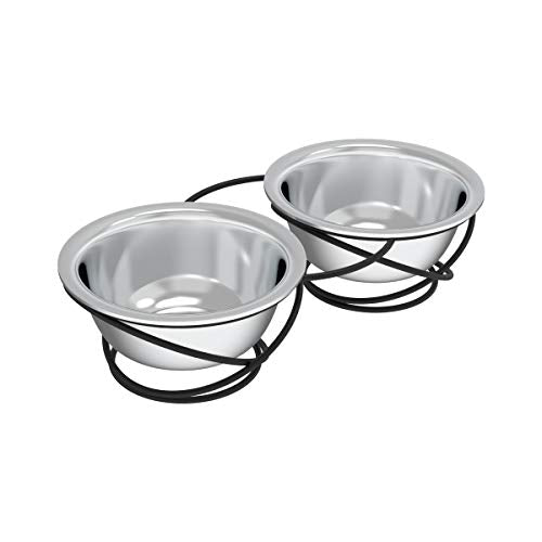 Set of 2 Stainless Steel Dog Bowls (3.5" Height)