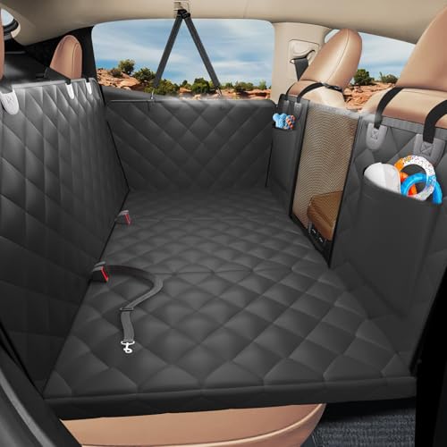 Hard Bottom Dog Car Seat Cover for Back Seat (L - For Cars/ Mid-Size SUV/ Small Truck / Jet Black)
