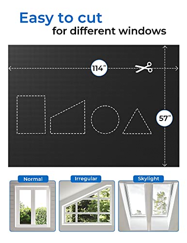 114"x60" Portable Blackout Curtains Blackout Blinds for Windows (Black / 60"W x 114"H)