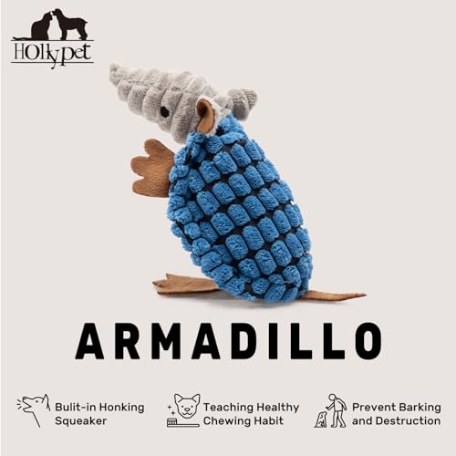 Armadillo Squeaky Puppy Dog Toys for Small Medium Dogs (6 IN / Blue)