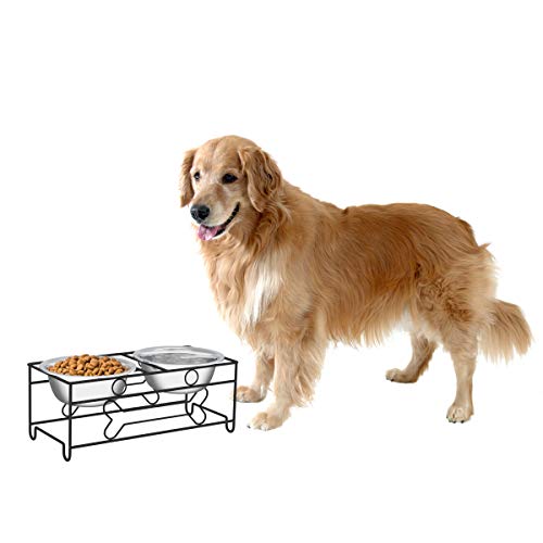 Set of 2 Stainless Steel Dog Bowls (6.5" Height)