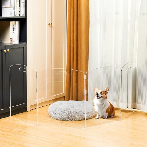 Modern Frame Clear Acrylic Freestanding Pet Gate (24" Height-4 Panel)