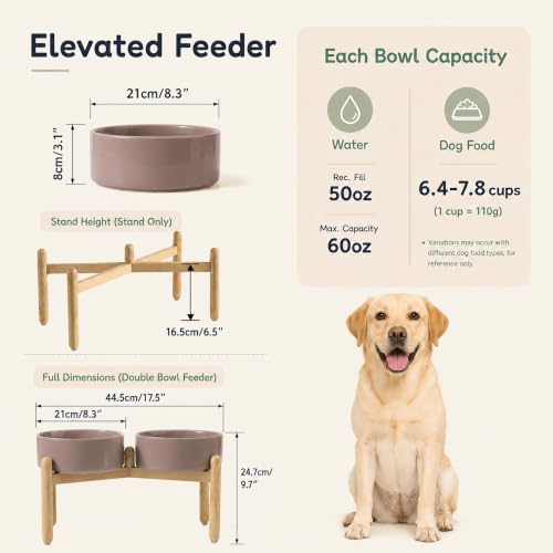 Ceramic Dog Bowls Elevated (Brown Coffee)