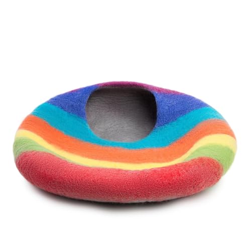 Premium Felt Cat Cave Bed (Rainbow Twist)